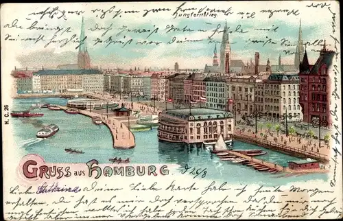 Litho Hamburg Mitte Neustadt, Jungfernstieg