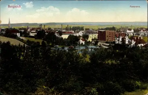 Ak Burgstädt Mittelsachsen, Gesamtansicht der Stadt mit Umgebung