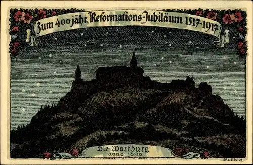 Künstler Litho Kallista, K., Eisenach in Thüringen, 400 jähriges Reformationsjubiläum, Wartburg 1690