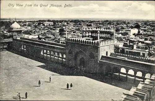 Ak Delhi Indien, City View from the Great Mosque