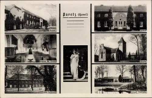 Ak Paretz Ketzin an der Havel, Schloss, Kirche, Altes Gutshaus, Luise von Preußen