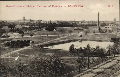 Ak Calcutta Kolkata Kalkutta Indien, General view of Maidan from top of Museum