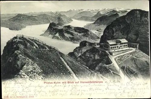 Ak Kriens Kanton Luzern, Hotel Pilatus-Kulm, Vierwaldstättersee
