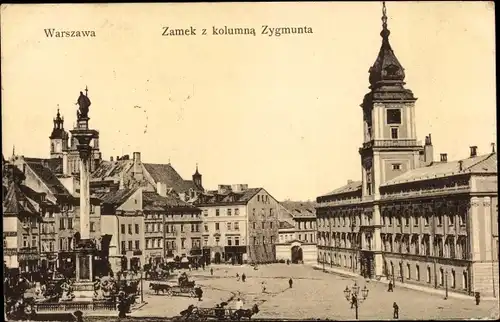 Ak Warszawa Warschau Polen, Schloss mit Denkmal König Siegmunds