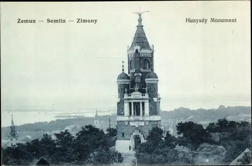 Ak Semlin Belgrad Serbien, Hunyady Monument, Panorama