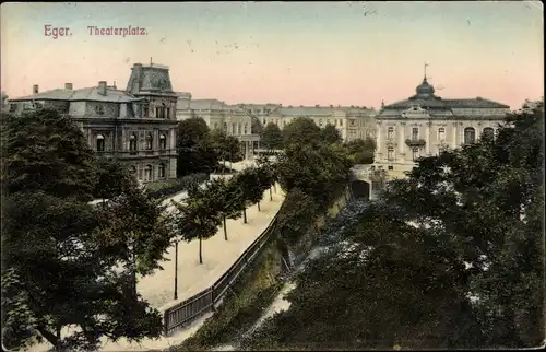 Ak Cheb Eger Region Karlsbad, Theaterplatz