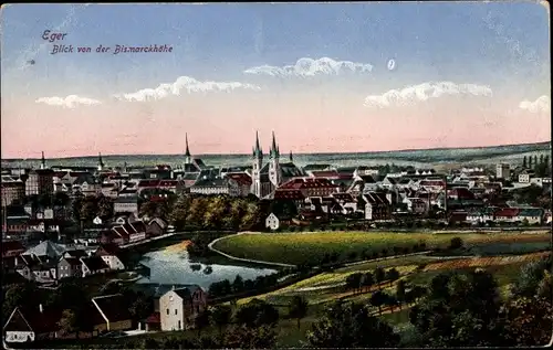 Ak Cheb Eger Reg. Karlsbad, Blick von der Bismarckhöhe