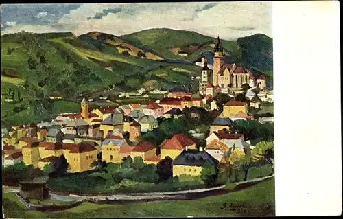 Künstler Ak Angyal, G., Kremnica Körmöczbanya Kremnitz Slowakei, Gesamtansicht