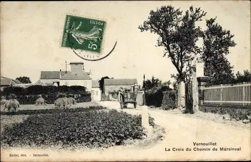 Ak Vernouillet Yvelines, La Croix du Chemin de Marsinval