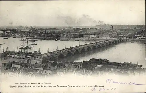 Ak Bordeaux Gironde, les bords de la Garonne
