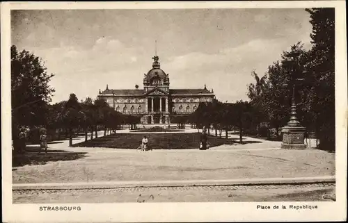 Ak Strasbourg Straßburg Elsass Bas Rhin, Place de la Republique