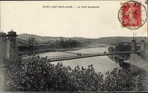 Ak Saint Just en Chevalet Loire, Le Pont Suspendu