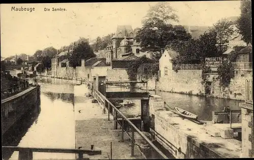 Ak Maubeuge Nord, Schleuse an der Sambre