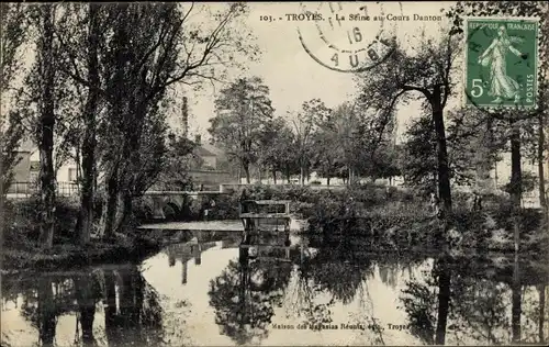 Ak Troyes Aube, La Seine au Cours Danton