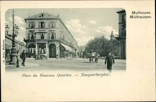 Ak Mulhouse Mülhausen Elsass Haut Rhin, Neuquartierplatz
