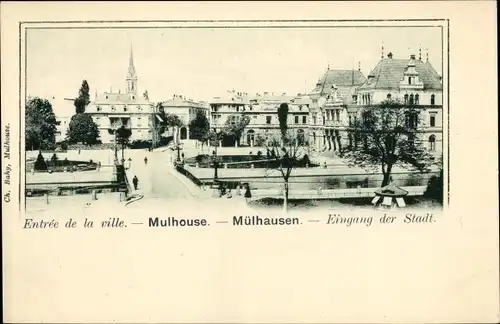 Ak Mulhouse Mülhausen Elsass Haut Rhin, Stadteingang