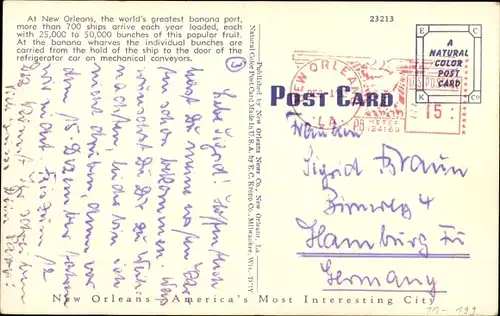 Ak New Orleans Louisiana USA, Unloading Bananas