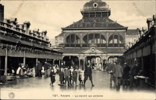 Ak Anvers Antwerpen Flandern, Le marche aux poissons