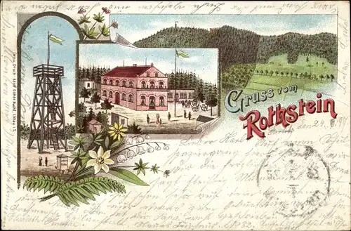 Litho Sohland am Rotstein Reichenbach in der Oberlausitz, Gasthaus, Aussichtsturm