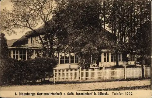 Ak Israelsdorf Sankt Gertrud Hansestadt Lübeck, Gartenwirtschaft und Cafe
