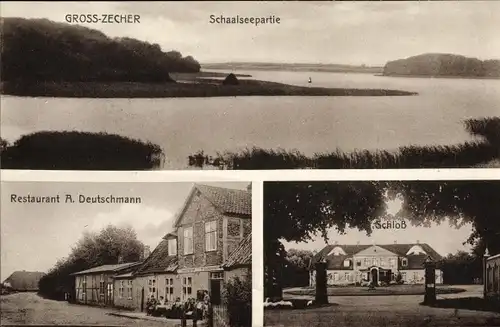 Ak Groß Zecher Seedorf in Lauenburg, Schaalseepartie, Schloss, Restaurant