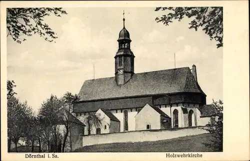 Ak Dörnthal Pfaffroda Sachsen, Blick auf die Holzwehrkirche