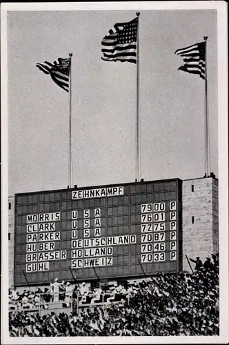 Sammelbild Olympia 1936, Punktetafel, Zehnkampf