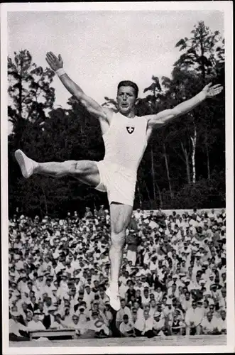 Sammelbild Olympia 1936, Schweizer Turner Mack bei den Freiübungen