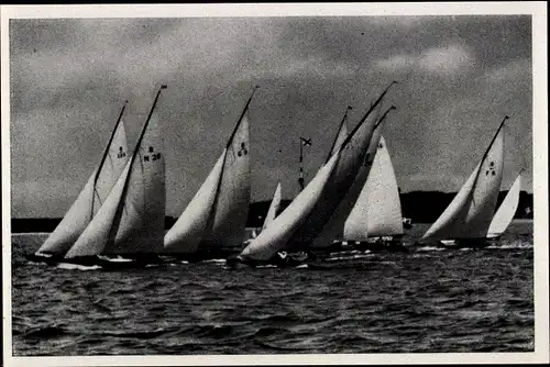 Sammelbild Olympia 1936, Jachten der 8m Klasse, Segelboote
