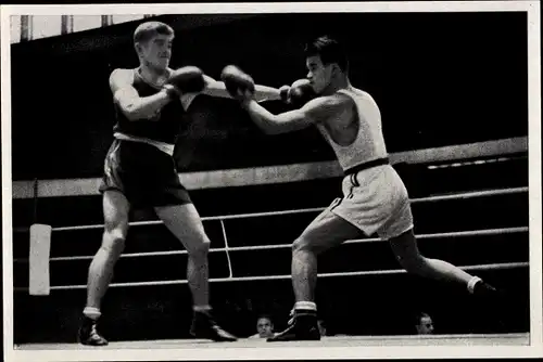 Sammelbild Olympia 1936, Boxkampf Tritz und Castro, Weltergewicht