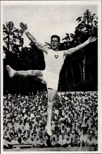 Sammelbild Olympia 1936, Schweizer Turner Mack bei den Freiübungen