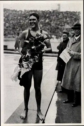Sammelbild Olympia 1936, Rückenschwimmer Adolf Kiefer