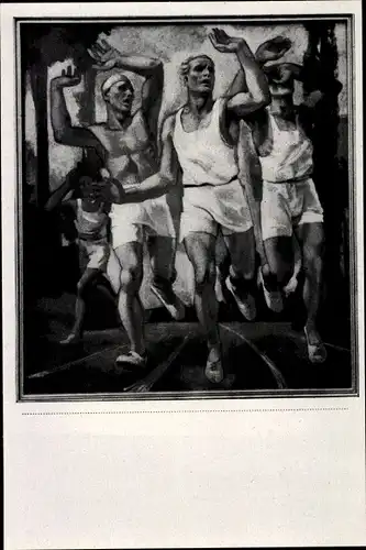Sammelbild Olympia 1936, Gemälde Läufer vor dem Ziel von H. Eisenmenger