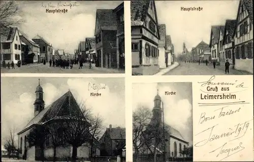 Ak Leimersheim in der Pfalz, Hauptstraße, Kirche