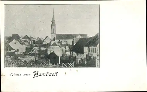 Ak Hambach Neustadt an der Weinstraße, Ortsansicht, Kirchturm