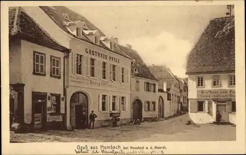 Ak Hambach Neustadt an der Weinstraße, Gasthaus Pfalz, Stadtansicht