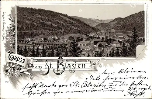 Litho Sankt Blasien im Schwarzwald, Gesamtansicht