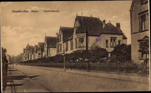 Ak Neunkirchen im Saarland, Villen in der Goethestraße, Zaun, Laternen