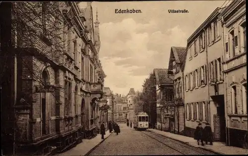 Ak Edenkoben an der Weinstraße, Villastraße, Straßenbahn
