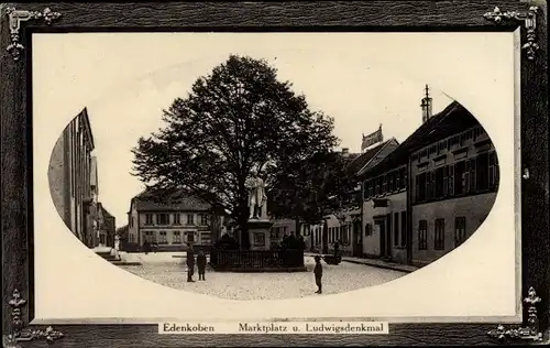 Präge Passepartout Ak Edenkoben an der Haardt Pfalz, Marktplatz und Ludwigsdenkmal