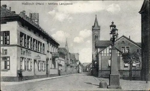 Ak Haßloch in der Pfalz, Mittlere Langgasse, Gasthof zur Pfalz