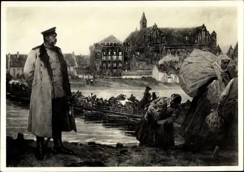 Künstler Ak Malbork Marienburg Westpreußen, Hindenburg vor der Marienburg, 23. August 1914