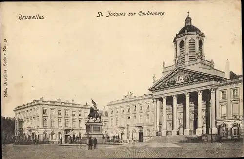 Ak Bruxelles Brüssel, St. Jacques sur Coudenberg, Denkmal