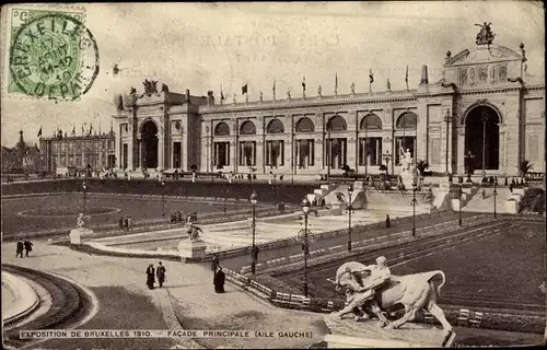 Ak Bruxelles Brüssel, Exposition de Bruxelles 1910, Facade principale (aile gauche)
