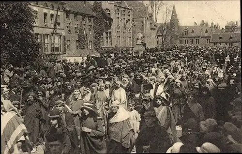 Ak Bruges Brügge Flandern Westflandern, Procession du St. Sang, Jesus benit les enfants