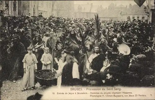 Ak Bruges Brügge Flandern Westflandern, Procession du St. Sang, Entree de Jesus a Jerusalem