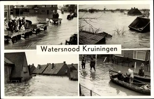 Ak Kruiningen Zeeland Niederlande, Watersnood, Hochwasser