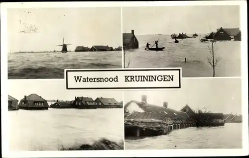Ak Kruiningen Zeeland Niederlande, Watersnood