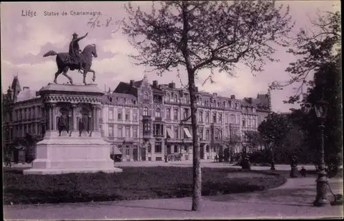 Ak Liége Lüttich, Statue de Charlemange