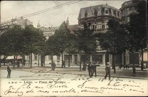 Ak Liège Lüttich Wallonien, Place du Theatre
